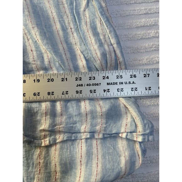 CP Shades Wash Striped Linen Split Neck Tunic Top Medium Blue White 1058-419 New - Picture 8 of 8